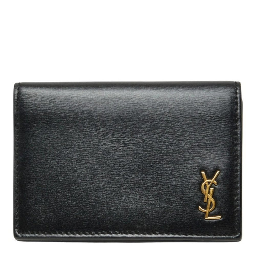 Saint Laurent Tiny Monogram Business Card Holder/Card Case 730077 Black Leath...